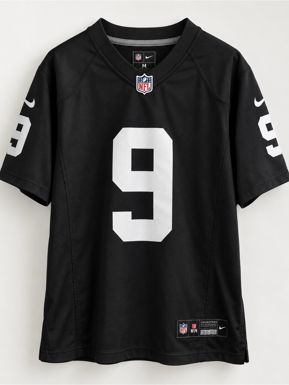 NFL Black Jersey with White Number 9 YS